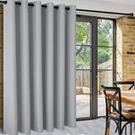 DWCN Patio Sliding Door Curtains-Extra Wide Blackout Thermal Curtain Panel with Back Tab& Rod Pocket for Bedroom Partition, 100x96 Inches, Silver Greyes, Silver Grey