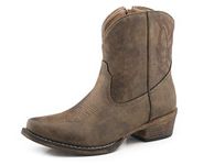 ROPER Womens Shay Round Toe Casual Boots Ankle Low Heel 1-2" - Brown, Brown, 7