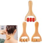 3 Pcs Massage Roller, Wooden Massage Roller, Back Massage Roller, Massage Tool Muscle Belly Relief Tool for Cellulite/Muscle & Abdomen (Brown)