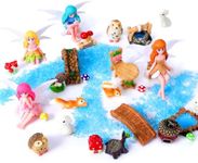 Hotqueen 117 Pieces Fairy Garden Furniture Set, Miniature Table and Chairs with Bench, Micro Resin Dollhouse Accessories, Micro Landscape Decoration for DIY Terrarium Bonsai Display