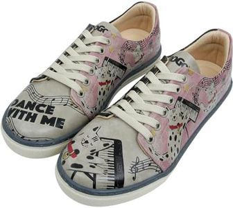DOGO Vegan Leather Sneakers for Women - Handmade and Unique Design Fashion Sneakers for Women, Dance With Me Design, 8