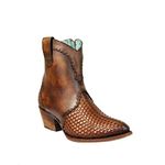 Corral Ld Golden Woven Round Toe Ankle Boot, Brown, 7