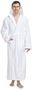 Arus Peignoir de Bain homme, à capuche, extra-Long, en éponge, doux et léger,100% Coton, blanc, taille homme: XXL Long, taille unisexe: XXL-3XL Long