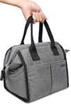 Wooum Pvc Lunch Bag For Men, Women, Lunch Bag For Office, Travel Lunch Pouch, Lunch Box With Handle And Front & Side Pockets, Tiffin Lunch Bag For School, College And Picnic, Grey