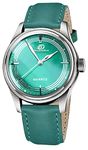 Doublerun Uniction Design Leather Strap Analog Watch - for Men (Green)