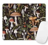 Cute Mushrooms Mouse Pad, Berries and Bugs Mousepad, Square Natural Trendy Print Mouse Pad, Perfect Design for Gaming, Computer, Office, Laptop, Office Work, Non-Slip Rubber Mouse Mat, 9.5x7.9 inch