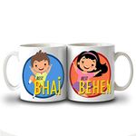 exciting Lives - Best Bhai Behen Ceramic Coffee Mug - Gift for Rakshabandhan, Rakhi, Bhai Dooj, Birthday, Rakhi Gift for Kids, Children, Sister, Brother, Cousin, Sibling, Bhai, Bro - Set of 2