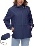 IECCP Rain Coat Womens Waterproof Jackets Windbreaker Lightweight Raincoat with Hood Cycling Jacket Navy Blue XL