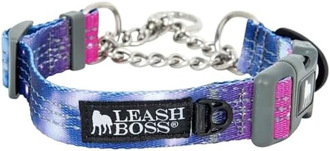 Leash Boss Martingale Collar for Dogs - Steel Chain | Reflective Nylon Dog Collar for Large Dogs, Medium and Small Dogs | No Pull Pet Training Collar Small