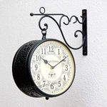 Vintage Clock Abstract Iron Station Analog Clock (12 X 12 Inch, Dial: 12 Inch, Black)