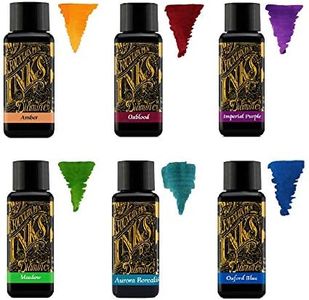 Diamine Fountain Pen Ink 30ml - Colour Wheel - 6 x Bottles - Amber, Oxblood, Imperial Purple, Aurora Borealis, Oxford Blue, Meadow