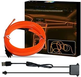 WOWLED Orange El Wire Car interior Lights, USB Neon Wire Light Kit for Car Ambient Lighting Atmosphere Car Led Interior Strip Light Sewing Edge Decoration(3m / 5V)