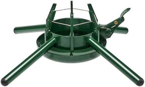 Krinner - Tree Genie Steel - Single Cable Operation, Foot Press Easy Setup, 4 Stabilizer Feet, Up to 15 Feet Live Trees - Christmas Tree Stand, Green