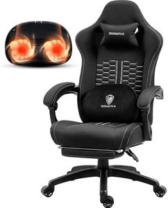 Dowinx Gaming Chair with Heated Massage Lumbar Support, Ergonomic Gaming Computer Chair with Pocket Spring Cushion and Footrest, Recliner High Back PC Chair for Adult, 330lbs, Black