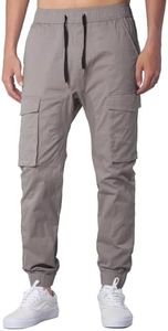 ITALYMORN Mens Cargo Jogger Pants Hiking Casual Workout Sweatpants with Pockets (2XL, Stone Grey)