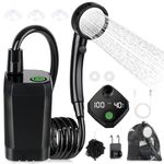 Renva Portable Camping Shower, Long-Lasting 6000mAh Rechargeable Camp Shower with Shower Head & Sprayer,Waterproof Outdoor Camp Pump for Hiking, Travel, Car, Pet