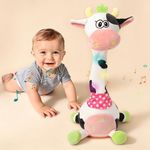 LLUKEME Cute Easter Dancing Cow Plush Toy with Wiggling Neck | LED Lights | Voice Record & Repeat | 10 Children’s Songs | Safe Toy for Boys Girls Age 1-3 | Easter Gifts for Toddlers