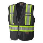 Pioneer Hi Vis Tear-Away Safety Vest - Lightweight Mesh Back - Class 1 - 4 Pockets - Black