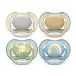 Philips Avent Ultra Air Soother - 4 x Light, Breathable Baby Soothers for Babies Aged 0-6 Months, BPA Free with Steriliser Carry Case (Model SCF085/65)