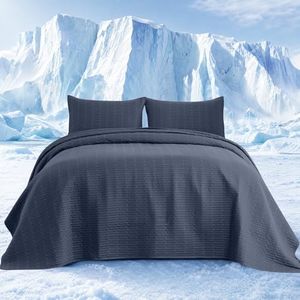 TQNSIE Cooling Quilt Bedspreads King Size for Hot Sleeper,Q-Max>0.45 Lightweight Summer Comforter Absorbs Heat to Keep Adults Cool for Night Sweats,Cloud Quilt with 2 Shams for All Season,Gray