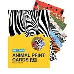 DOODLEDASH Animal Print Cards A4(Paper Size :- 8.3 x 11.7 inches)250 GSM - for Art and Craft, Greeting Card, Available in 8 Different Animal Prints (Pack of 40)