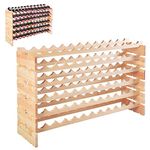 GiantexUK Wooden Wine Rack, 36/72 Bottles Wine Display Shelf, 6 Tier Stackable Wine Bottle Organizer for Home, Restaurant, Bar and Wine Cellar (72 Bottles, 119 x 29 x 72cm)