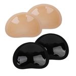 Dimore Bra Inserts Breast Pads Sticky Push-up Inserts for Swimsuits Dresses Bikini Top. (BLACK & SKIN, 2)