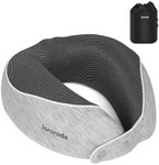 Jsroroda Travel Neck Pillow,Machine Washable,Pure Memory Foam,Good Support for The Head and Cheeks,Lightweight,Light Gray,Suitable for Travel and Rest in Multiple Scenarios Such as Airplanes and Cars