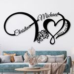 Custom Love Heart Metal Sign,Personalized Couples Name Wall Art,Wedding Date Keepsake,Personalized Couples Metal Sign with Rose,Heart Home Decor,Couple Room Decor ,Gift for Lover,Personalized Heart And Infinity Name