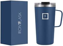 IRON °FLASK Grip Novelty Coffee Mug - Leak Proof, Vacuum Insulated Stainless Steel Bottle, Double Walled, Thermo Travel, Hot Cold, Water Metal Canteen - Twilight Blue, 16 Oz - Classic Bottom