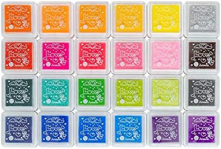 Ancwzoz Ink Pad, 24 Colors Finger Washable Craft Ink Pad for Kids Stamp, 1.18X1.18''