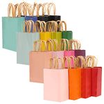 qiqee 32-Packs Paper Bags with Handles Bulk 7.6"x4.75"x10.5" Medium Gift Bags 16 Different Senior Color Bags Multiple Uses (Medium Size)