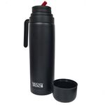 Gaucho Bruno Yerba Mate Flask - Thermal Drink Container with Precision Pour Spout, Handle & Screw Lid - Insulated for Hot & Cold Beverage - Black Powder Coated Stainless Steel - 1 Litre Capacity