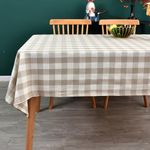 Yofori Heavy Duty Cotton Linen Tablecloth for Rectangular Tables Checkered Table Cloth for Kitchen Dinning Tabletop Decoration (Beige, 135 x 180 cm)