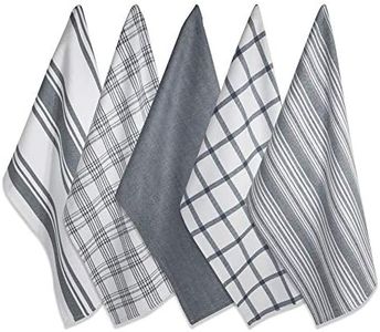 DII Cotton Luxury Assorted Kitchen Dish Towels, 18 x 28" Set of 5, Ultra Absorbent Fast Dry, Professional Grade Tea Towels for Everyday Cooking and Baking-Gray