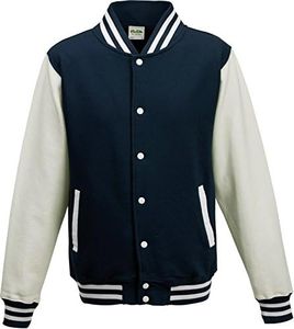 Just Hoods by AWDis Giacca da uomo, stile divisa universitaria, Uomo, Oxford Navy/White, X-Large