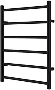 Agua Canada Wall Mounted Electric Towel Warmer 6 Bars Round with Built-in Timer and Integrated Control (Black)