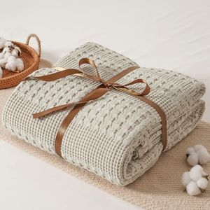 David's Home 100% Cotton Waffle Weave Throw Bed Blanket King Size, Lightweight Breathable Soft Spring Blanket for Bed, Gift for Women, Aesthetics Home Decor for Couch Sofa Bedding，Natural，108" * 90"