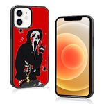 aiyaya for iPhone 12 & iPhone 12 Pro Case Funny Cool Rock Skeleton Rapper Pattern Phone Case Hippie Halloween Red Phone Case for Men Teen Boys Kids Boys