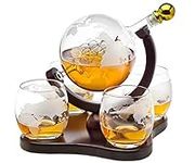 Whiskey Decanter Globe Set with 4 E