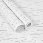 Modern Stripe Peel and Stick Wallpaper Removable Bathroom Contact Paper 236"X17.51"White Silver Gray Wallpaper Boho Self Adhesive Vinyl Waterproof Contact Paper for Cabinets Drawers Bedroom Walls Roll