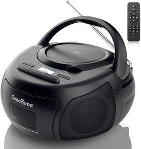 CD Cassette Player Combo, Battery Operated Bluetooth Boombox, CD Cassette USB MP3 AM/FM Radio, Headphone Jack, Retro Music Player with Recording Function(Black)