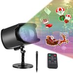 ConBlom 2 in 1 Christmas Projector Lights Decorations for Xmas Party New Year Festival 19 Styles Built-in Pattern Spotlight, Black