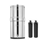 FACHIOO 2.25G Stainless Steel Gravity-Fed Water Filter System with 2 Black Purification Filter and Metal Spigot, NSF/ANSI 42 Certification, Reduces up to 99% of Chlorine, for Home, Camping, Outdoor