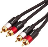 Amazon Basics 2 RCA Audio Cable for Amplifier,Active Speakers or Subwoofer with Gold-Plated Plugs, 4.57 m, Black