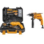 INGCO Drill Machine, Drilling tool Kit, Corded-Electric Drill Tool Set, Impact Drill Set for Home, DIY, Construction, Concrete 115 Pcs Tools Set