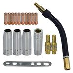 RIVERWELD MB15 15AK Contact Tip 0.8mm M6 & Tips Holder Diffuser & Shield Cup & Torch Neck for MB15 15AK MIG Welding Torch 18pcs