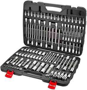 CARBYNE 114-Piece Master Metric & SAE Hex (Allen), Torx and XZN Triple Square Bit Socket Set | S2 Steel Bits, CrV Steel Sockets, Corrosion Resistance, Durable Case | 1/4", 3/8" & 1/2" Dr.