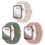 Joehwerr 3-Pack Anti-Slip Braided Strap Compatible for Apple Watch Straps Women 40mm 41mm 38mm 42mm 44mm 45mm 46mm 49mm, Adjustable Elastic Stretchy Strap for iWatch SE Ultra 10 9 8 7 6 5 4 3 2 1