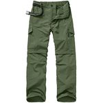 Jessie Kidden Hiking Walking Trousers Men,Quick Dry Convertible Lightweight Breathable Waterproof Outdoor Fishing Work Zip Off Cargo Pants #6088-Army green-36